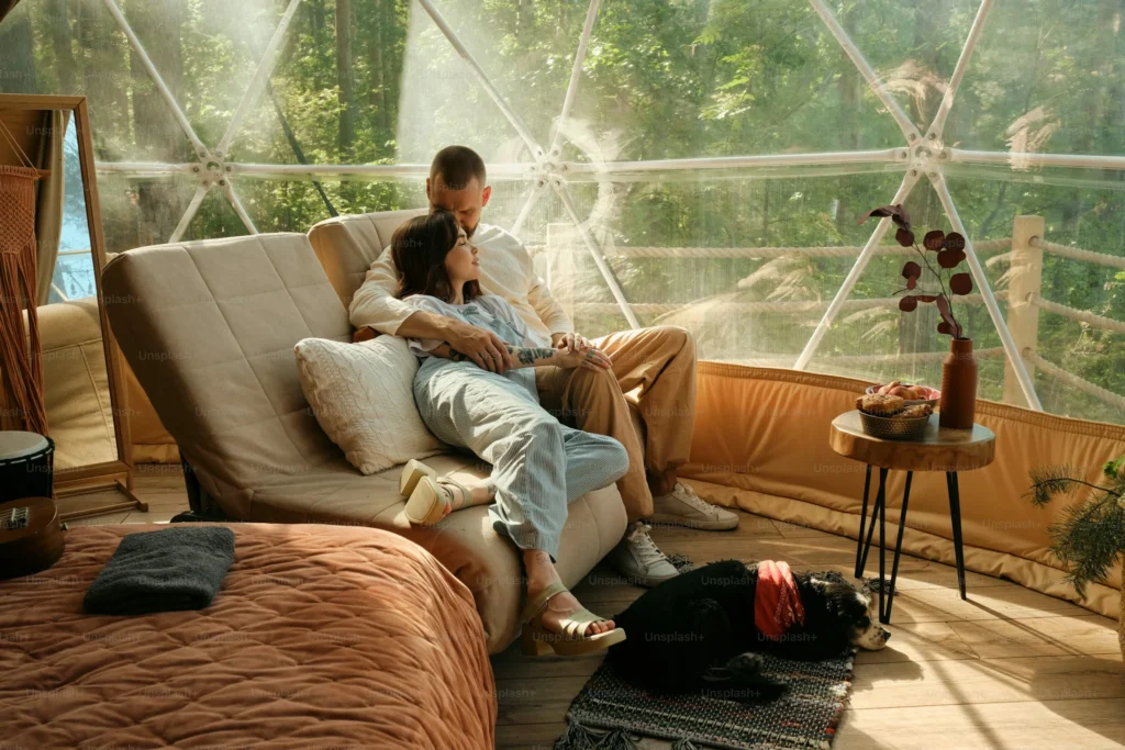 Купольный дом, вид изнутри