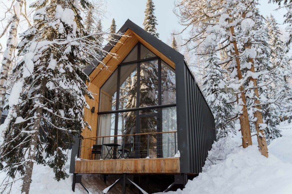 Барнхаус в зимнем лесу